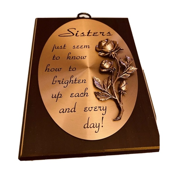 Vintage A&F Canada “Sisters seem to brighten each day” wood & Copper plaque sign - Picture 1 of 5